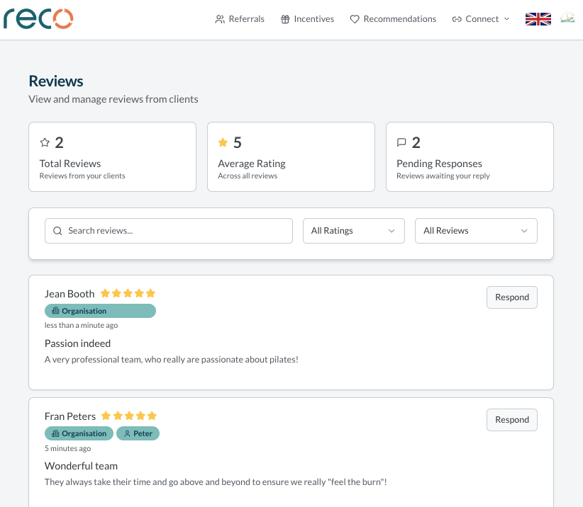 Reviews Dashboard